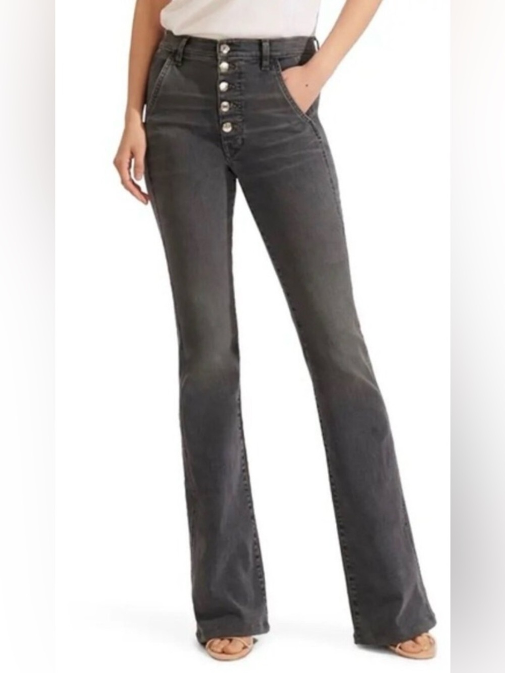 Veronica Beard Beverly High-Rise Flare Button-Fly Jeans size 25/0 EUC